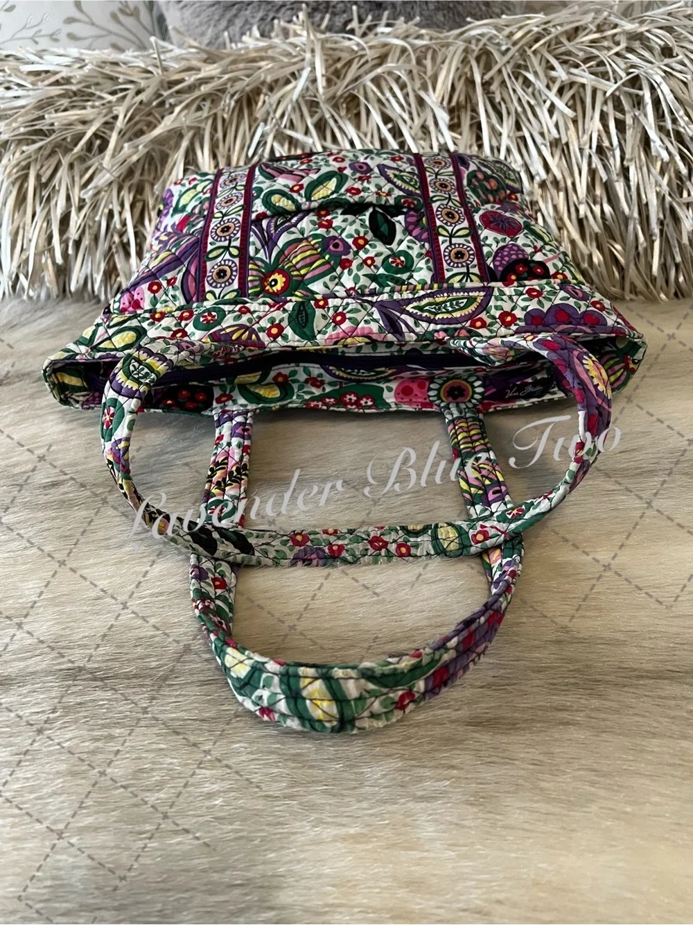 VERA BRADLEY Viva La Vera 2011 Mandy Tote Purple Green Zipper Pockets Y2K Floral